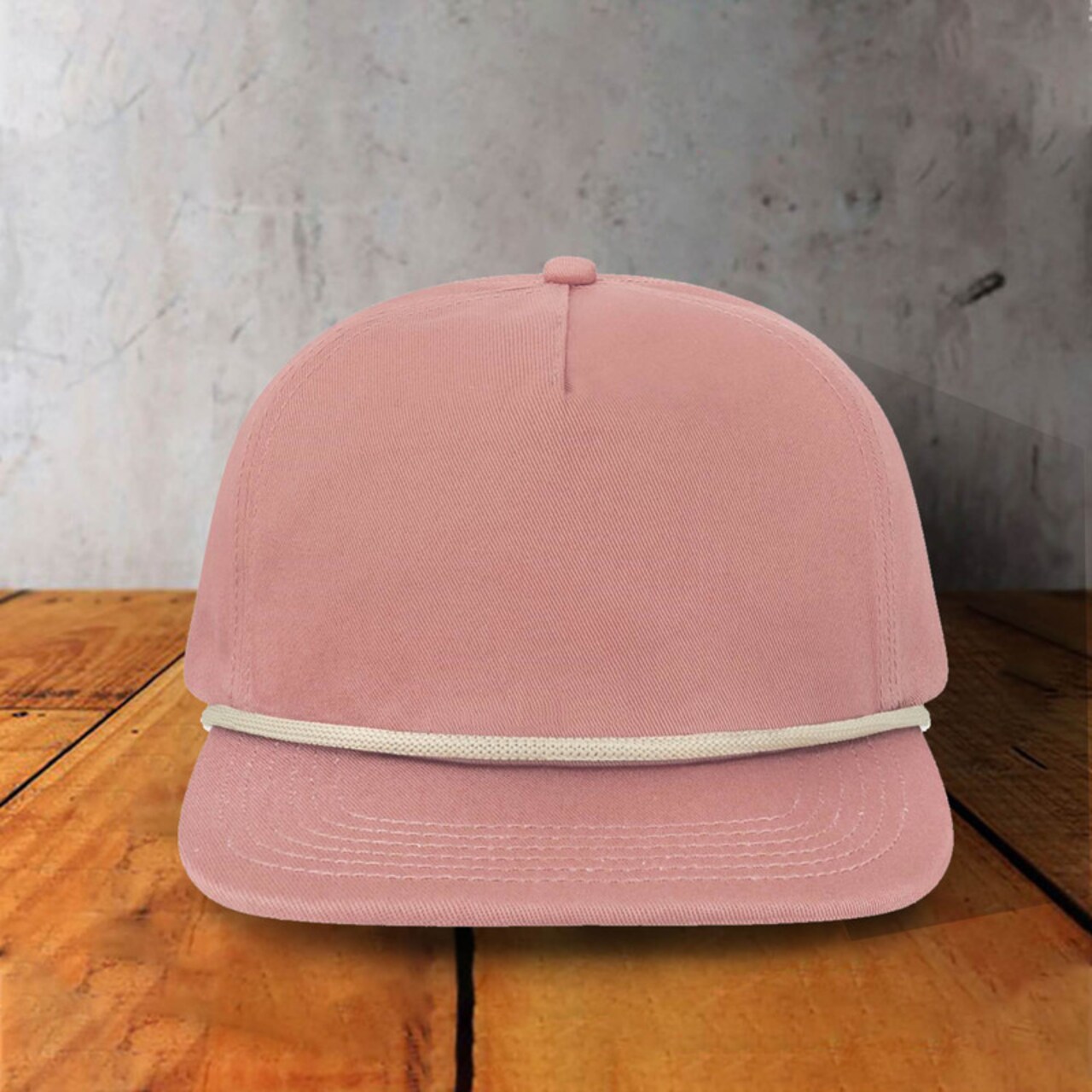 1 Count Unstructured Rope Cap Five Panel Low Profile with Recycled Flat Bill